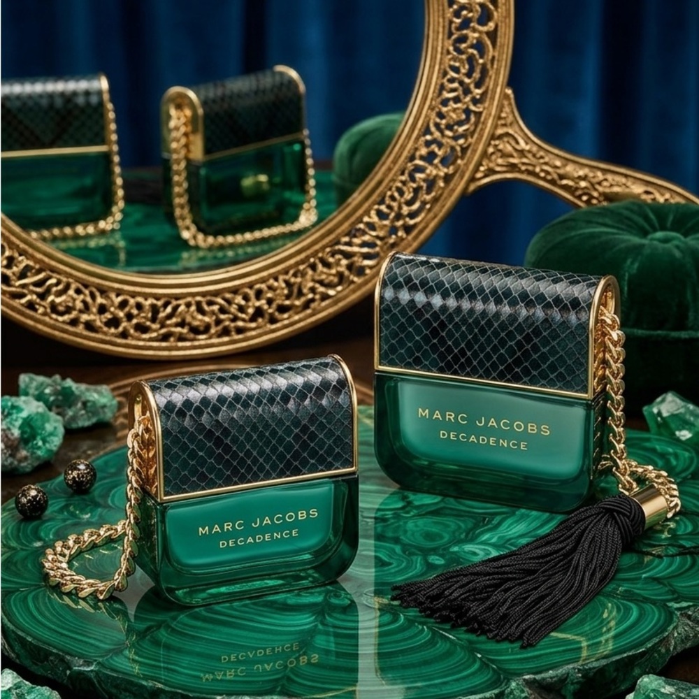 Marc Jacobs Decadence Bottle in Emerald Green with Gold Accents